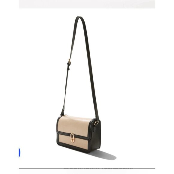 Jules Kae Beige & Black Faux Leather Crossbody Bag With Gold Hardware - Picture 3 of 4